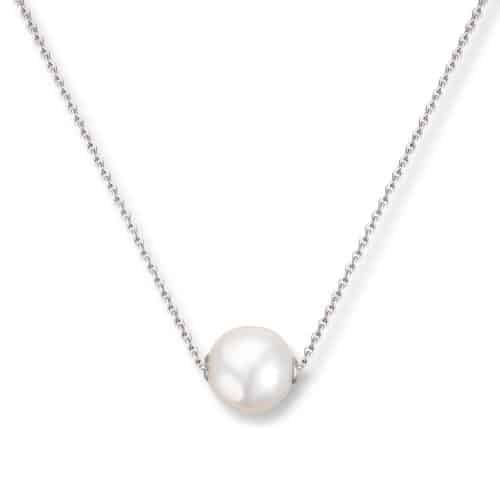 Hvitt gull kjede 42cm med 9mm South Sea perle