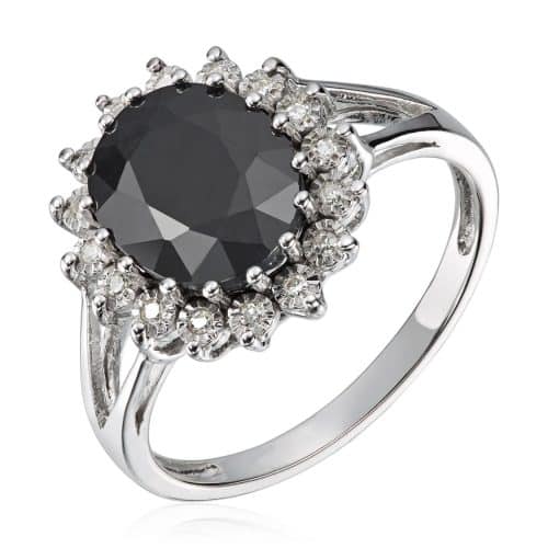 Ring rosett 0,08ct WSI Sort safir HV 585