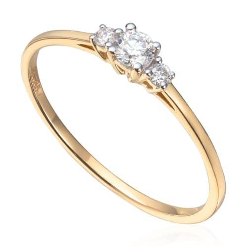 Ring diamanter 0,15ct WSI i gult gull