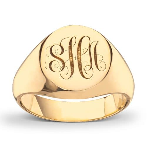 Alternative view of Nr.6 - Signetring i massivt gull - Rund