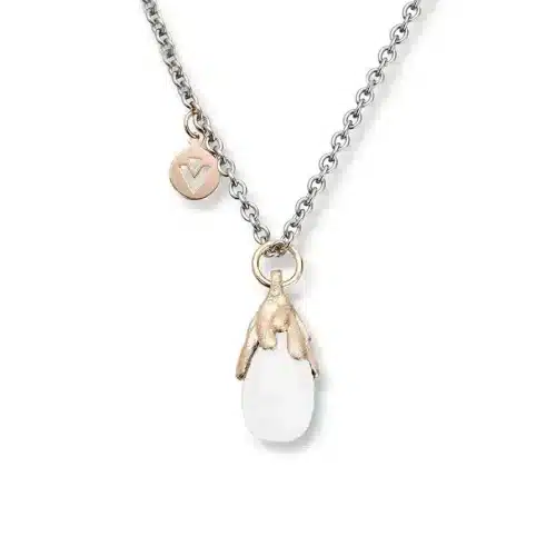 Van Bergen - Dråpe Anheng i gult gull med hvitt månesten