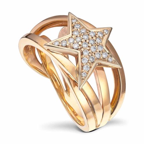 Gult gull ring "one of a kind" med diamanter