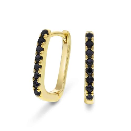 Øreringer i sølv med sort zirkonia