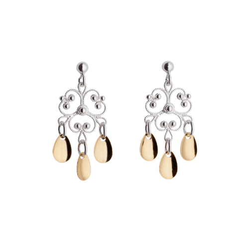 Øyrepynt, kvit/forgylt