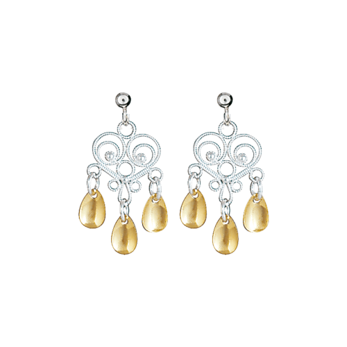 Øyrepynt, kvit/forgylt