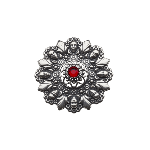 Alternative view of 17.mai-sløyfepin 2-i-1 med raud stein, oksidert