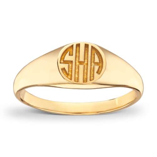 Alternative view of Nr.9 - Signetring i massivt gull - Cushion liten