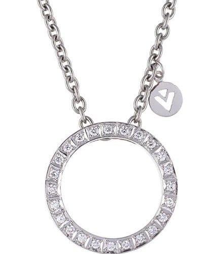 Van Bergen - Circle Anheng i hvitt gull med diamanter