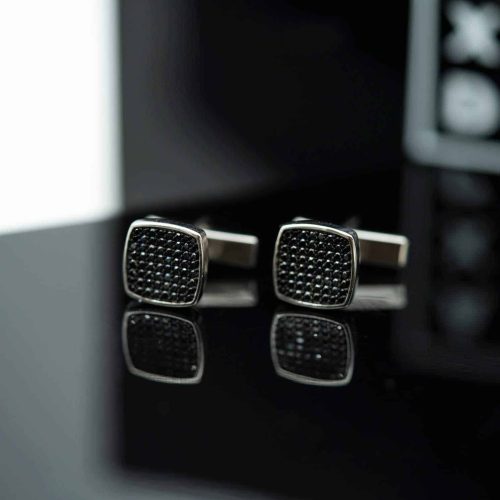 Alternative view of Mansjettknapper i sølv med sort zirkonia