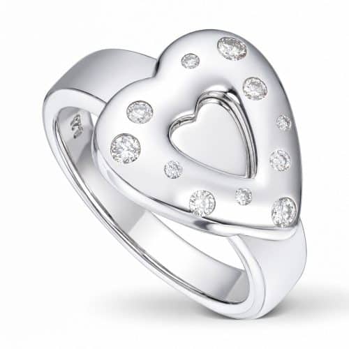 Hvitt gull ring med diamanter
