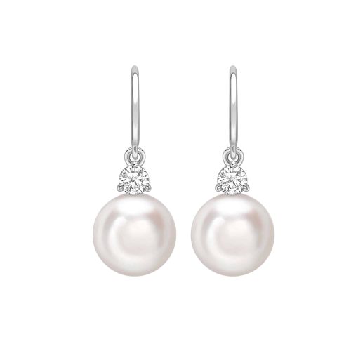 Hvitt gull ørepynt med Tahiti perler og diamanter