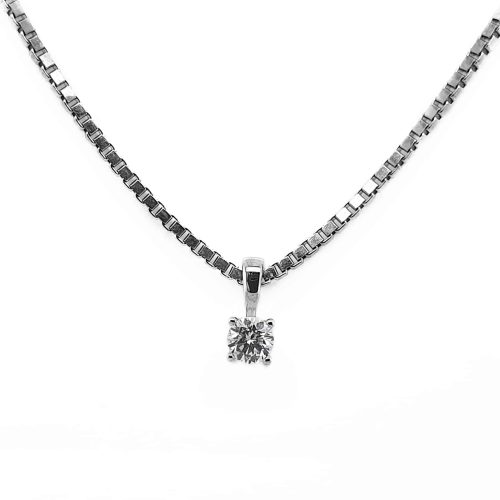 Hvitt gull enstens anheng 0,15 ct W-SI
