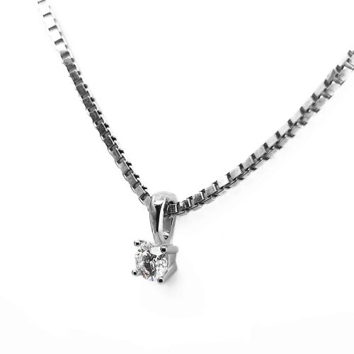 Hvitt gull enstens anheng 0,15 ct W-SI - Bilde 2