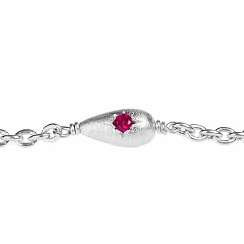 Friendship Drop bracelet 925s RH Matt 1 x 0,03 ct.Ruby Greenland