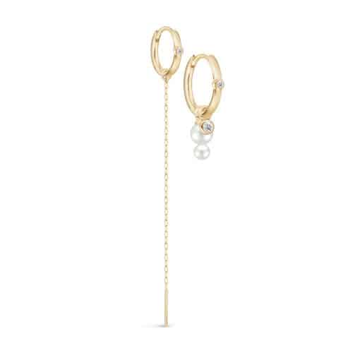 Julie Sandlau Duo Purity Hoop Look GH/VS brilliant cut diamonds and white freshwater pearls