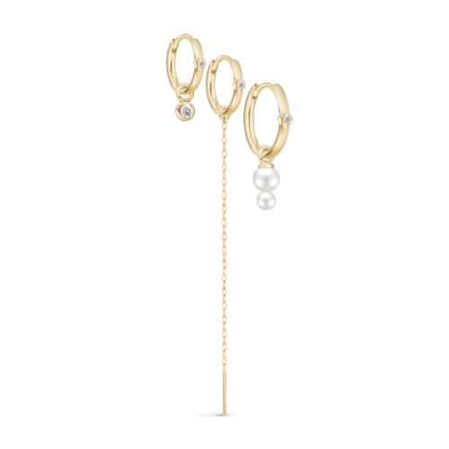 Julie Sandlau Trio Purity Hoop Look GH/VS brilliant cut diamonds and white freshwater pearls