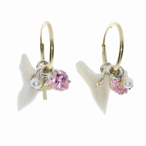 Rikke Harsheim - Ørepynt i sølv med haitann, rosakvarts & perle
