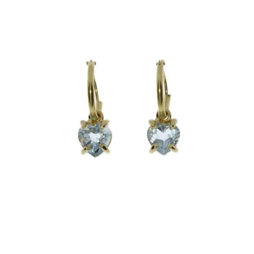 Rikke Harsheim - Gull creoler med hjerte 6mm - Lys Blå