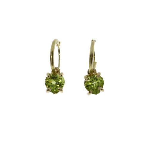 Rikke Harsheim - Gull creoler med hjerte 6mm - Grønn