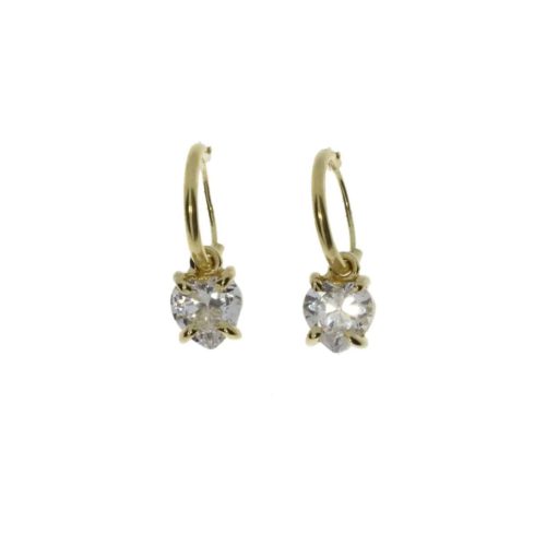 Rikke Harsheim - Gull creoler med hjerte 6mm - Hvit