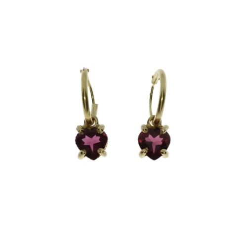 Rikke Harsheim - Gull creoler med hjerte 6mm - Mørk Rosa