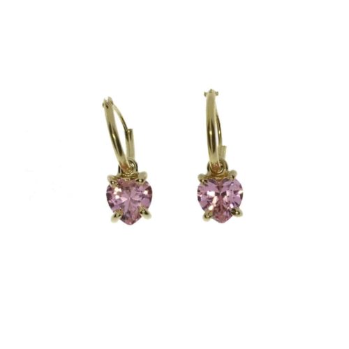 Rikke Harsheim - Gull creoler med hjerte 6mm - Rosa