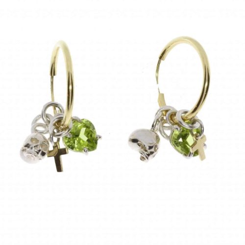 Rikke Harsheim - Gull øreringer med dødningshode - Grønn