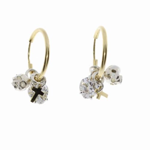 Rikke Harsheim - Gull øreringer med dødningshode - Hvit