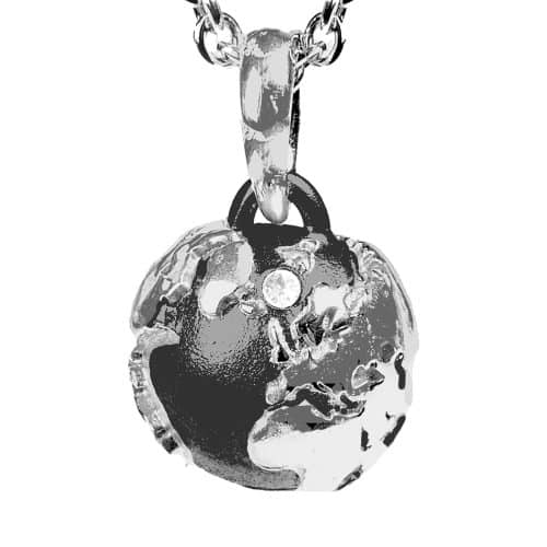 Earth Scandinavia 13 mm, 925s RH black sea, 1 x 0,01 ct. white diamond