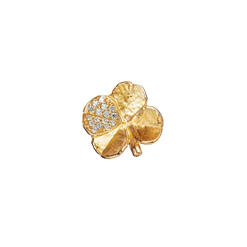 Firkløver pin pavé forgylt