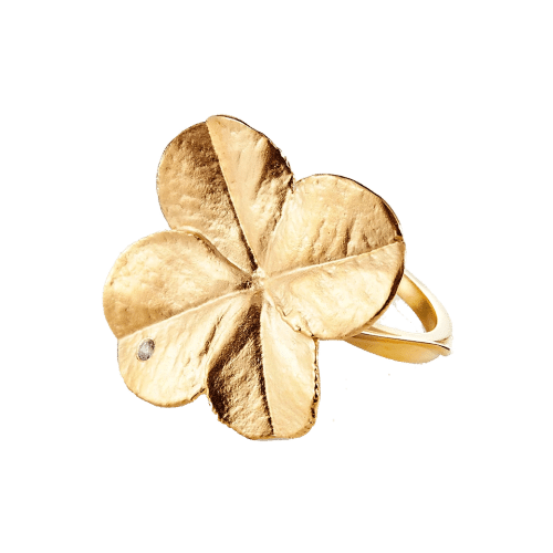 Firkløver Statement ring forgylt