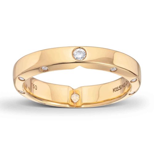 Alternative view of Gult gull ring med 18 diamanter