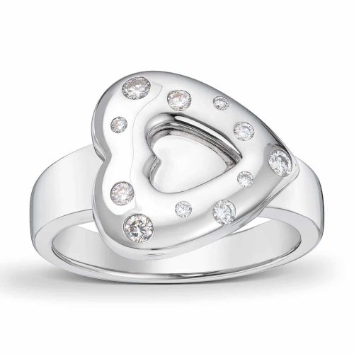 Alternative view of Hvitt gull ring med diamanter