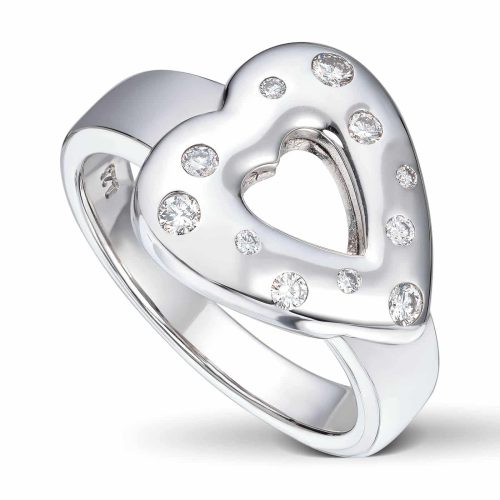 Hvitt gull ring med diamanter