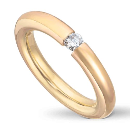 Gult gull ring med diamant