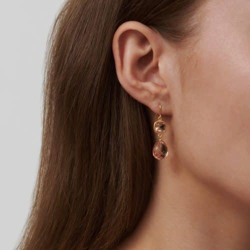 Alternative view of Julie Sandlau Olivia Earrings Peach Morganite Crystal