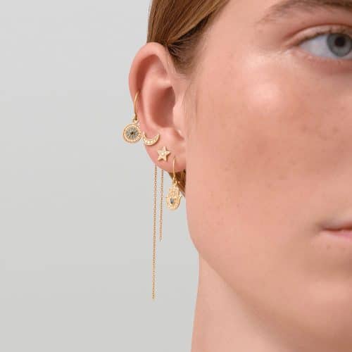 Alternative view of Julie Sandlau Protective Eye Earrings Turquoise and Black Crystal