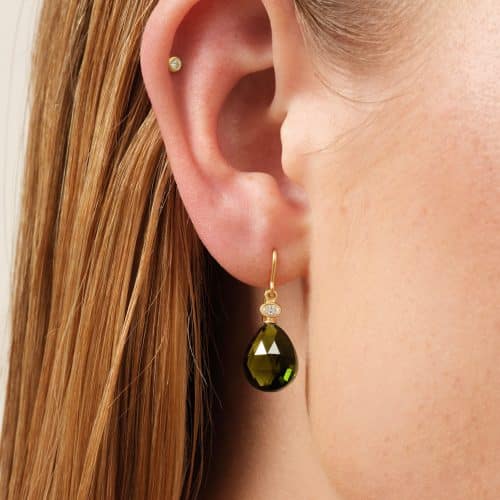Julie Sandlau Ofelia Earrings Olive Green Crystal - Bilde 3