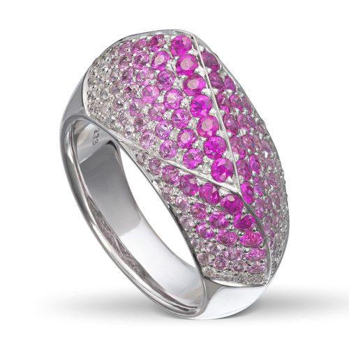 Ring med rosa safirer 2.13 ct og diamanter totalt 0.25 ct.