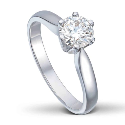 Hvitt gull ring med brilliantslipt diamant 0,51 ct.