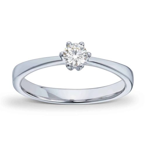 Alternative view of Hvitt gull ring med brilliantslipt diamant 0,25 ct.