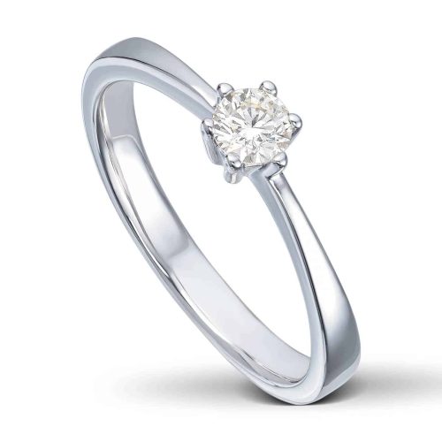 Hvitt gull ring med brilliantslipt diamant 0,25 ct.