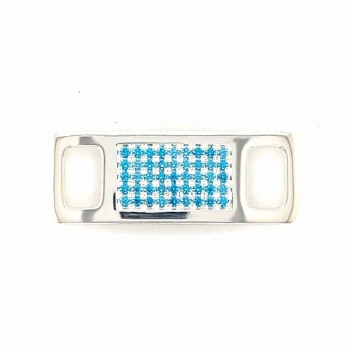TAGS Silver-Rhodium-Light Blue CZ