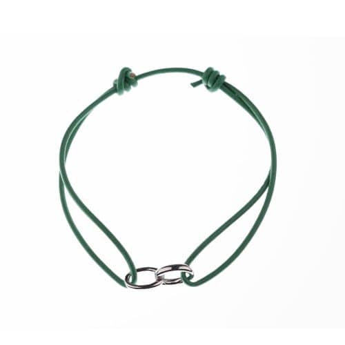 TuaMea Link bracelet, 925s RH, green leather