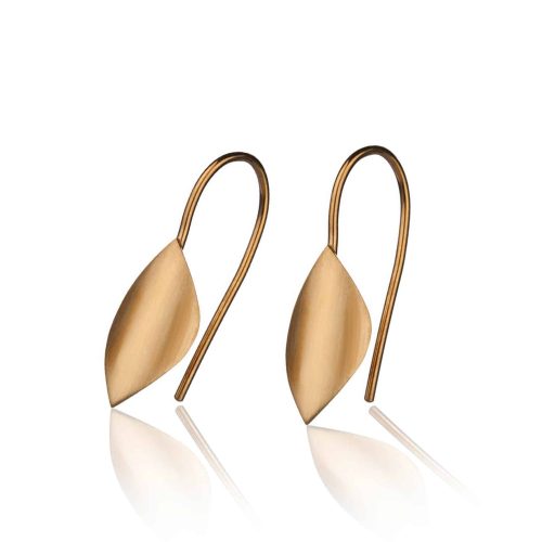 BAKKA - Mini Blad øre hengende, matt forgylt