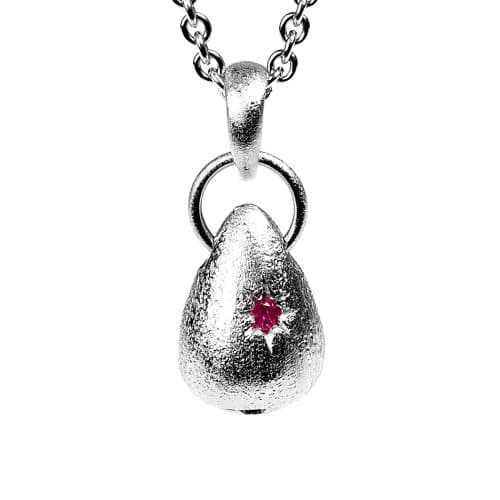 Friendship Drop pendant 925s RH Matt 1 x 0,03 ct. Ruby Greenland