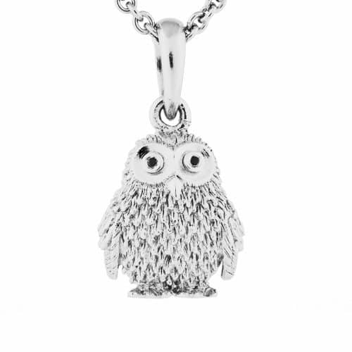 Owl small pendant 925s RH 2 x 0,005 ct. black diamond