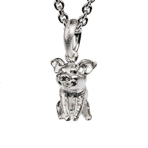 Piglet pendant 925s RH 2 x 0,005 ct. black diamond