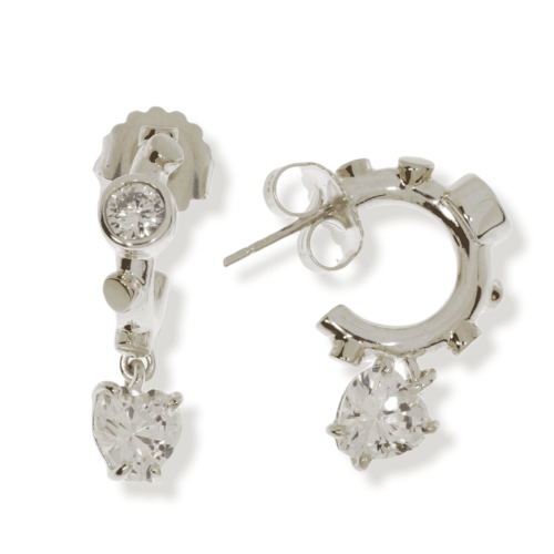 Rikke Harsheim - Sølvøredobb med gullknotter og hvit zirconia (Knottørepynt)