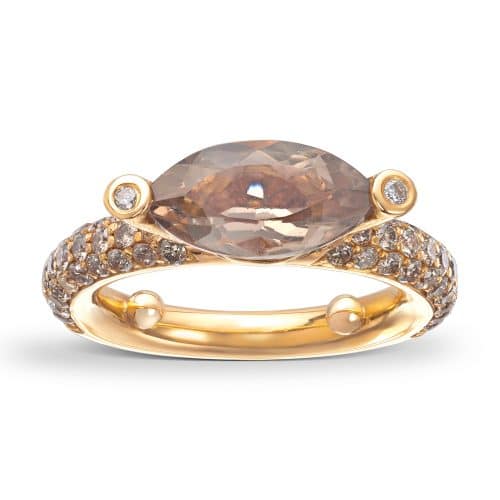 Alternative view of 18K Amori Rød gull ring med Røykkvarts 5,75ct, 60 stk Brune diamanter/SI 1,35ct og 2 stk Brill W/SI 0,04ct